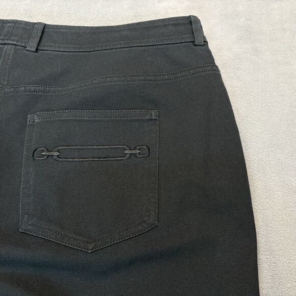 St. John Caviar Womens Pants Size 16 Wide Leg Black Flat Front Pockets Stretch - Picture 4 of 8